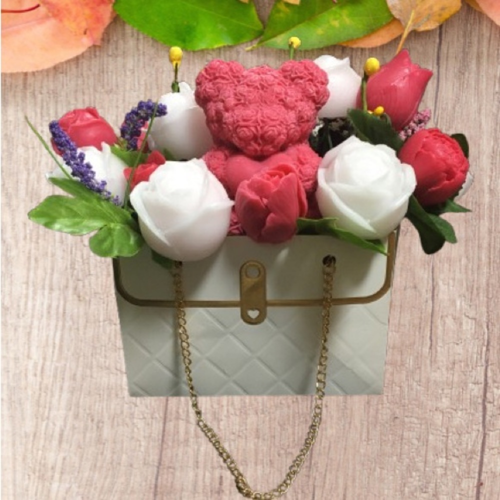 Mother’s Day Soap Flower Boutique with Bag and Chain Strap